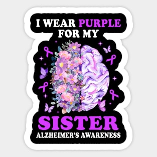 I Wear Purple For My Sister Alzheimer's Awareness Brain Sticker